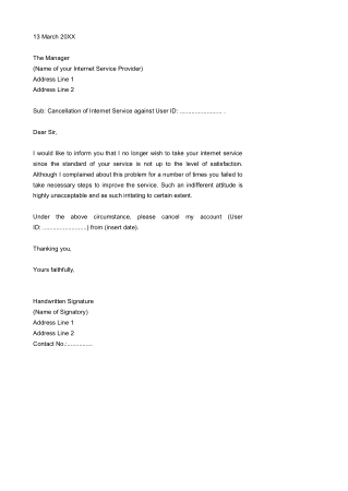 Free Download PDF Books, Internet Service Termination Letter Template