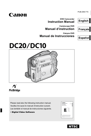CANON Camcorder DC20 DC10 Instruction Manual