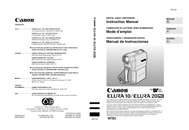 CANON Camcorder ELURA10 20MC Instruction Manual