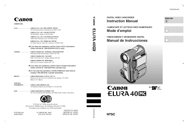 CANON Camcorder ELURA40 Instruction Manual
