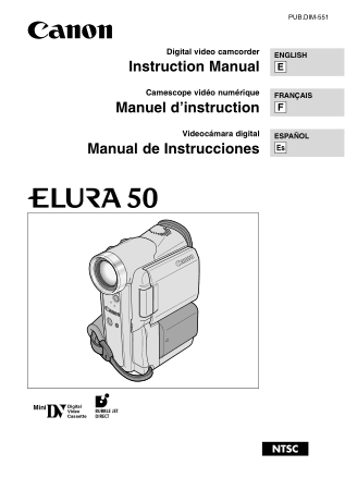 CANON Camcorder ELURA50 Instruction Manual