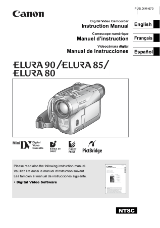 CANON Camcorder ELURA90 ELURA85 ELURA80 Instruction Manual