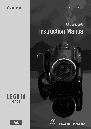 CANON Camcorder HF21 UG Instruction Manual
