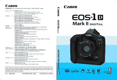 CANON Camera EOS 1D MARKII Instruction Manual