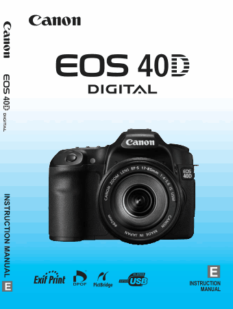 CANON Camera EOS 40D Digital Instruction Manual