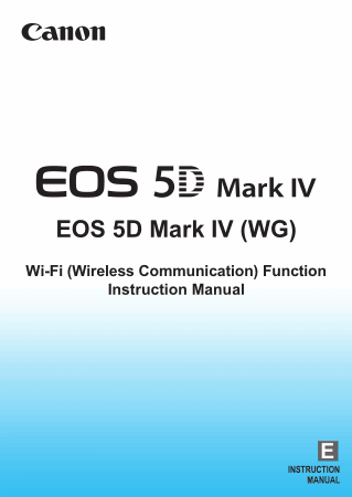 CANON Camera EOS 5D MK4 WG Instruction Manual