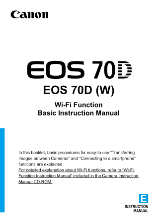 CANON Camera EOS 70D WIFI Function BIM2 Instruction Manual