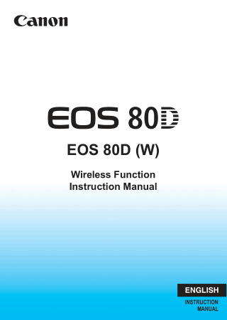CANON Camera EOS 80D WI FI Instruction Manual
