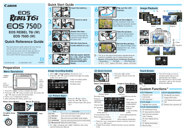 CANON Camera EOS REBELT6i 750D Quick Reference Guide