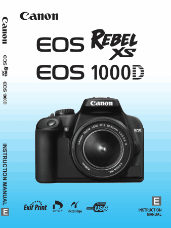 CANON Camera EOS REBELXS 1000D Instruction Manual