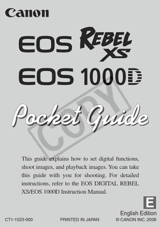 CANON Camera EOS REBELXS 1000D PG Instruction Manual