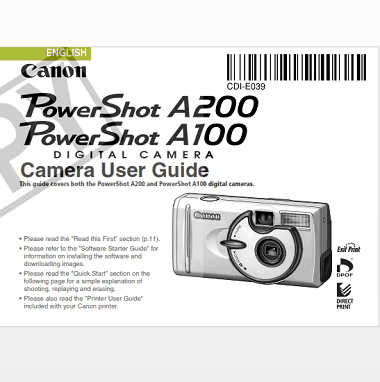 CANON Camera PowerShot A200 and A100 User Guide