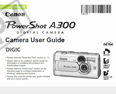 CANON Camera PowerShot A300 User Guide