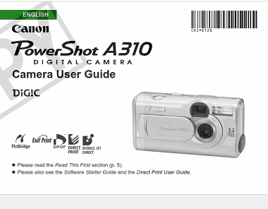 CANON Camera PowerShot A310 User Guide