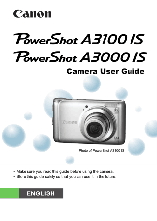 CANON Camera PowerShot A3100 IS and A3000 IS User Guide