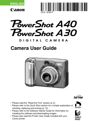 CANON Camera PowerShot A40 A30 User Guide