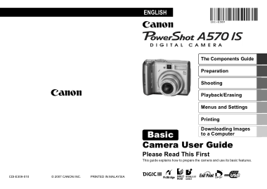 Free Download PDF Books, CANON Camera PowerShot A570 IS Basic User Guide