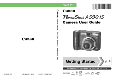 Free Download PDF Books, CANON Camera PowerShot A590 IS User Guide