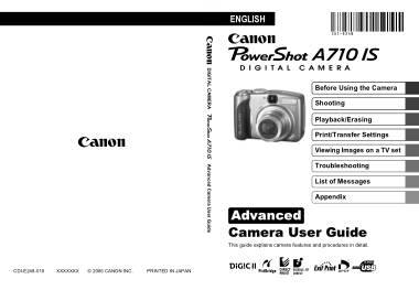 Free Download PDF Books, CANON Camera PowerShot A710 IS Advance User Guide