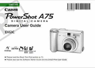 Free Download PDF Books, CANON Camera PowerShot A75 User Guide