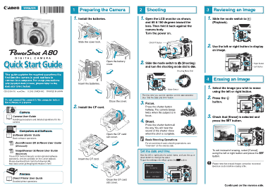 Free Download PDF Books, CANON Camera PowerShot A80 Quick Start Guide