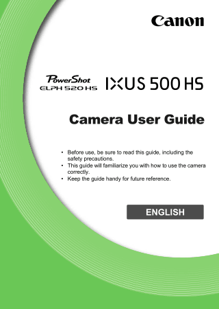 CANON Camera PowerShot ELPH520HS IXUS500HS User Guide