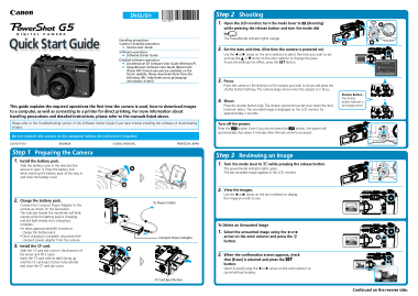 CANON Camera PowerShot G5 Quick Start Guide
