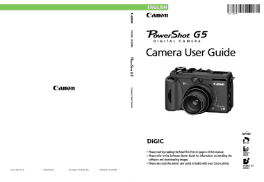 CANON Camera PowerShot G5 User Guide