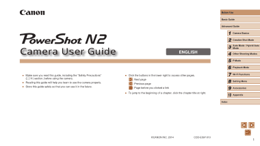 CANON Camera PowerShot N2 User Guide