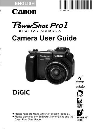 CANON Camera PowerShot PRO1 User Guide