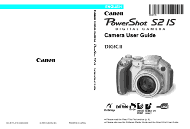 CANON Camera PowerShot S2 IS User Guide