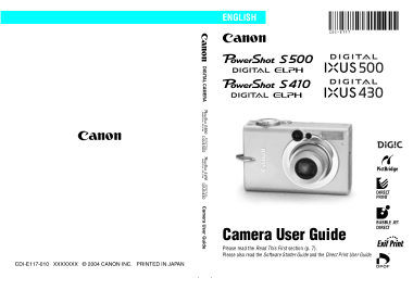 CANON Camera PowerShot S500 S410 IXUS User Guide
