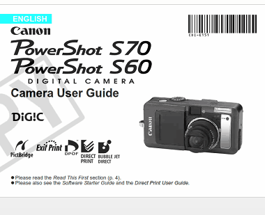 CANON Camera PowerShot S60 S70 User Guide