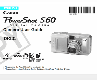 CANON Camera PowerShot S60 User Guide