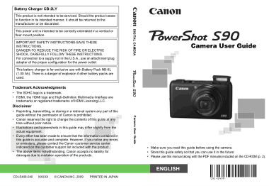 CANON Camera PowerShot S90 User Guide