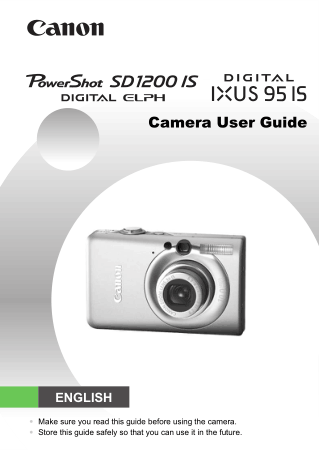 CANON Camera PowerShot SD1200 IS IXUS95IS User Guide