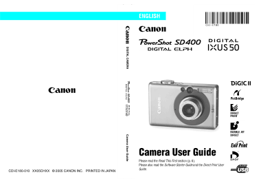 CANON Camera PowerShot SD400 IXUS55 User Guide