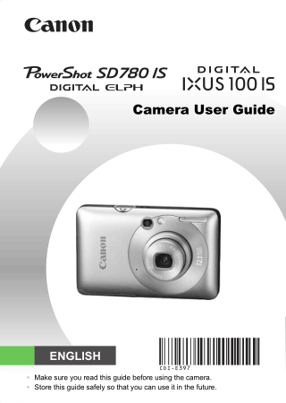 CANON Camera PowerShot SD780IS IXUS100IS User Guide