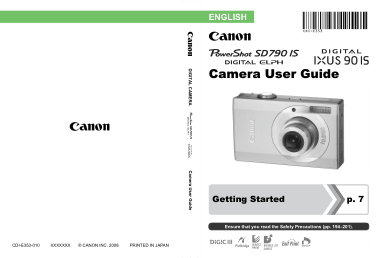 CANON Camera PowerShot SD790IS IXUS90IS User Guide