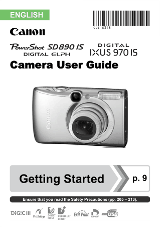 CANON Camera PowerShot SD890 IS IXUS970IS User Guide