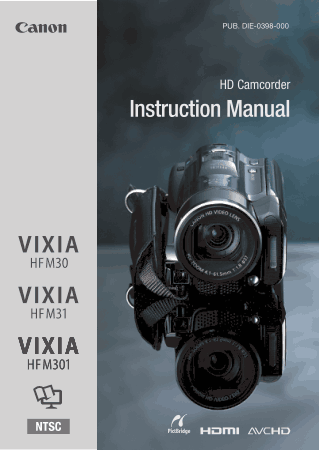 CANON HD Camcorder HFM30 HFM31 HFM301 Instruction Manual