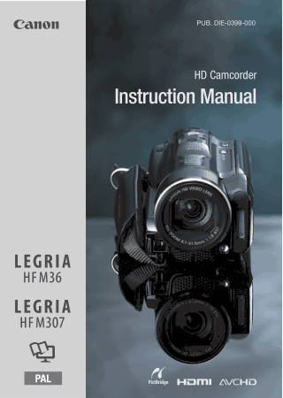 CANON HD Camcorder HFM36 HFM307 Instruction Manual