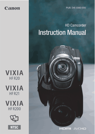CANON HD Camcorder HFR20 HFR21 HFR200 Instruction Manual