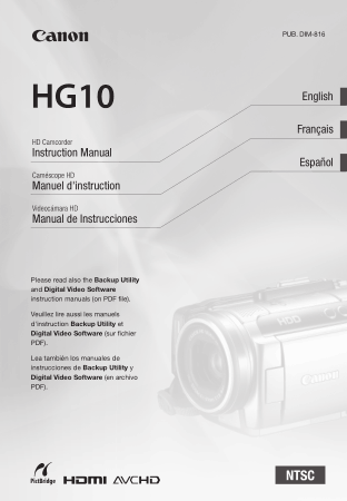 CANON HD Camcorder HG10 Instruction Manual