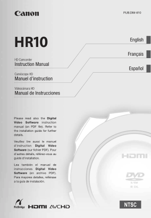 CANON HD Camcorder HR10 Instruction Manual