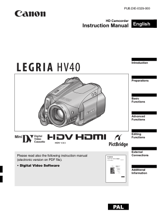 CANON HD Camcorder HV40 Instruction Manual