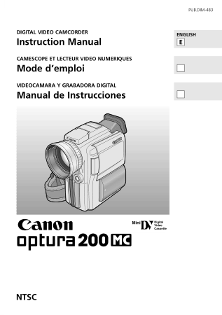 CANON HD Camcorder OPTURA 200 Instruction Manual