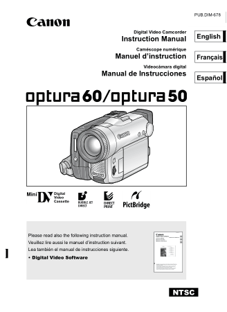 CANON HD Camcorder OPTURA 60 OPTURA50 Instruction Manual