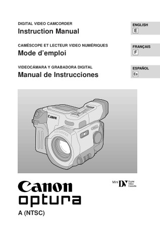 CANON HD Camcorder OPTURA Instruction Manual