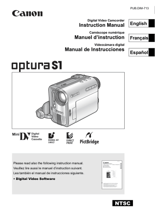 CANON HD Camcorder OPTURA S1 Instruction Manual